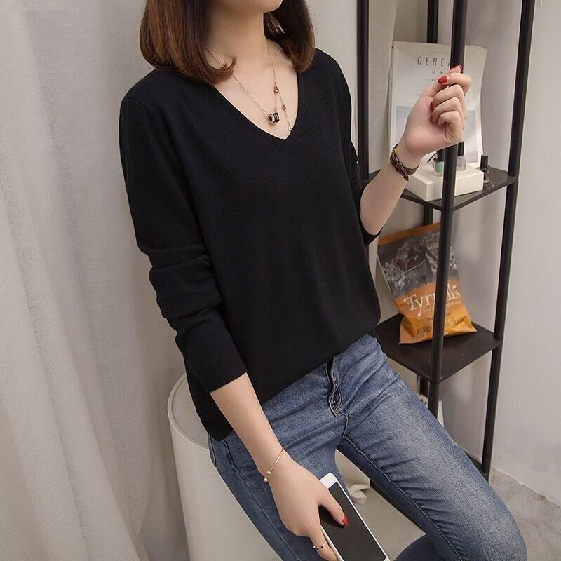plus size Women's Autumn and Winter New Knitted Base Shirt for Chubby Sister Internet Popular Sweater Loose Slimming All-match Top Trendy plus size Women's Autumn and Winter New Knitted Base Shirt for Chubby Sister Internet Popular Sweater Loose Slimming All-match Top Trendy