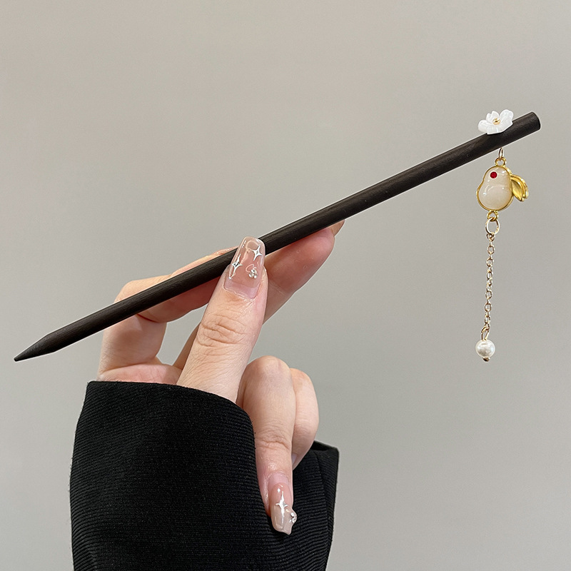 Nueva horquilla de flores de estilo antiguo chino, horquilla de sentido avanzado moderno, horquilla de cabello femenino, horquilla de Hanfu, tocado de horquilla de madera