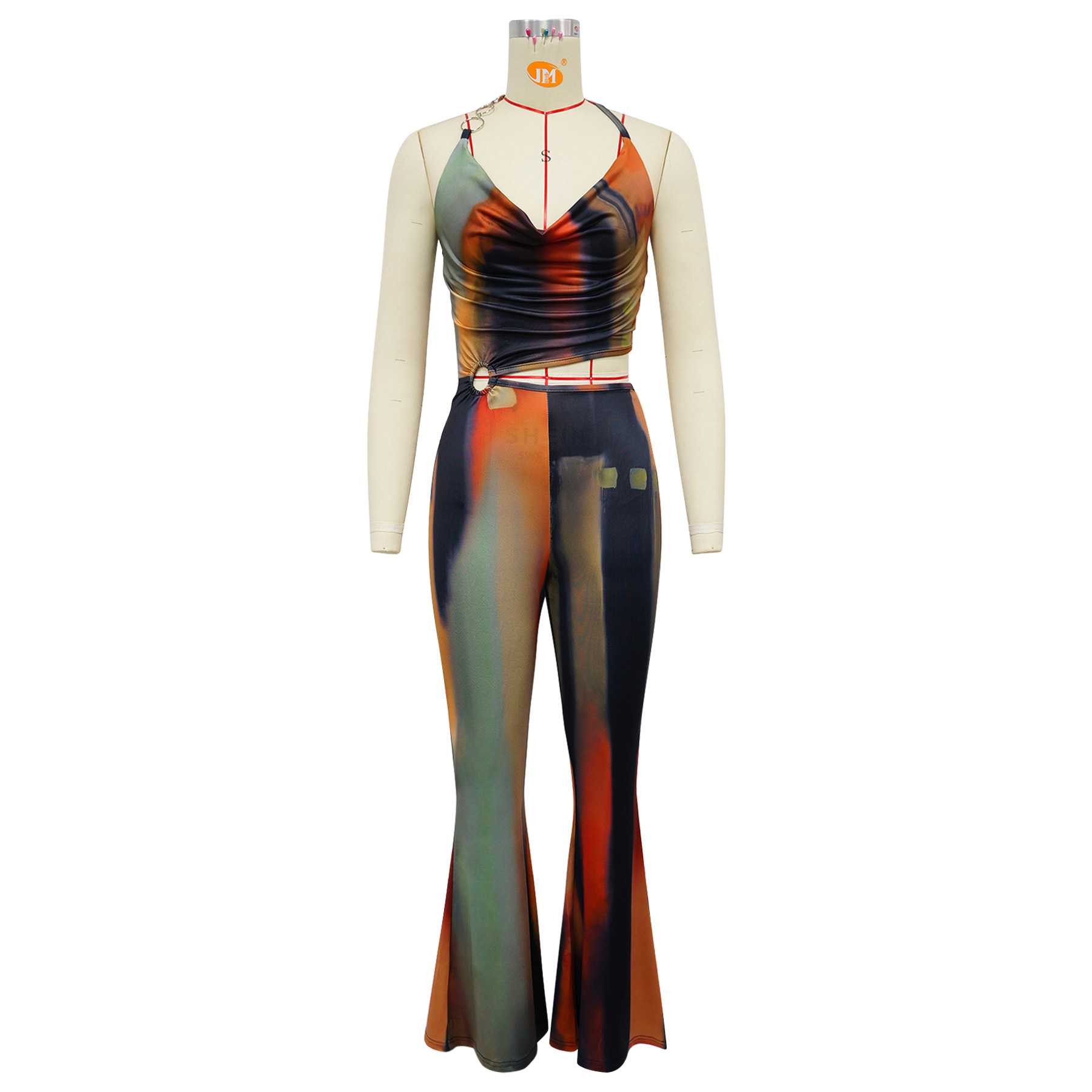 Damen Jumpsuit Mit Neckholder Und Taillengürtel Für Elegante Looks_voghion.com