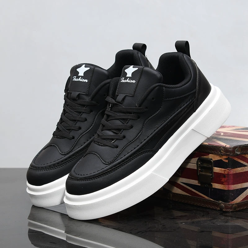 Мужская обувь, весенние белые туфли, туфли на платформе на толстой подошве, повседневные кроссовки, мужская обувь, увеличивающая рост внутри, универсальная дышащая модная обувь, лето 2025 г.