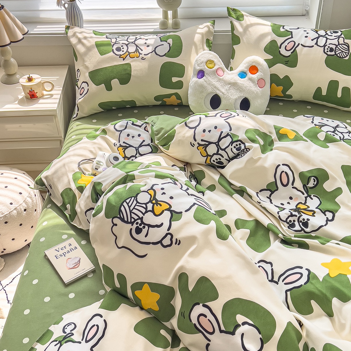ins dormir desnudo cuatro piezas de sábanas de algodón imitación cubierta madre y bebé clase A dormitorio tres piezas de ropa de cama regalo
