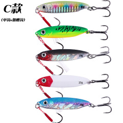 Shore-cast lead fish, blue blade, steel plate lures in 7g, 10g, 15g, 18g, and 25g sizes—with blood grooves and three-pronged hooks—for bass and mandarin fish; hard baits for lure fishing.