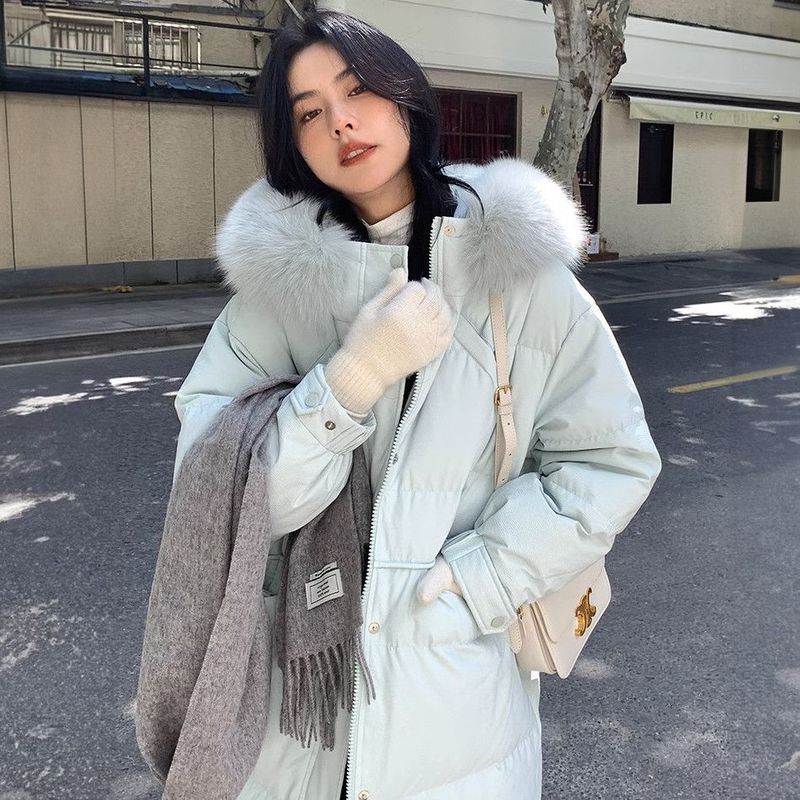 羽绒服2025年女款新款中长款时尚学院风高级感加厚长款冬季外套|undefined