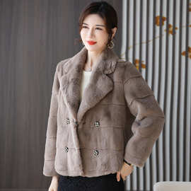 2025冬装时尚宽松皮草皮毛一体短款西装领貂皮大衣女貂毛貂绒外套