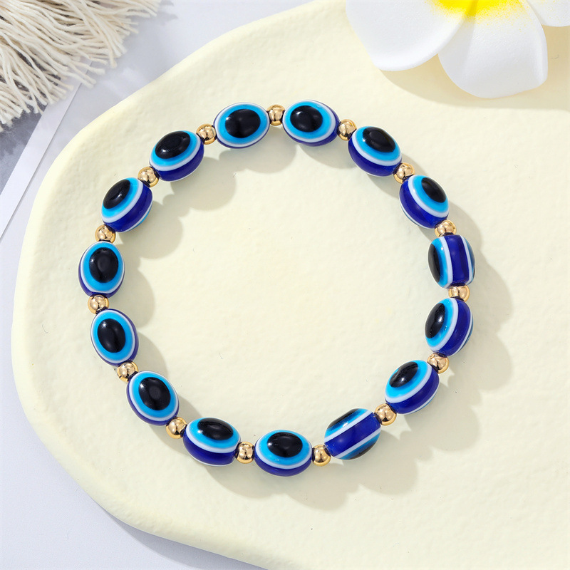 European Retro Trendy Colorful Acrylic Beads Devils Eye Bracelet Personality Beaded Eye Bracelet CrossBorderpicture5