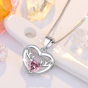 Korean-style New One Deer Has Your Pendant Heart-shaped Antler Pendant Necklace Trendy Internet Celebrity Clavicle Chain Birthday Gift