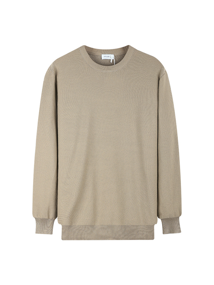 Otoño y invierno viejo estilo de nuevo suelto camiseta de manga larga camiseta de punto de piña camiseta de punto de camiseta casual suéter de base para hombres
