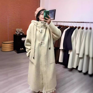 Autumn and Winter New High-end Double-sided Wool Coat Women's Loose Japanese Style Skinny Long Atmosphere Hooded Wool Coat