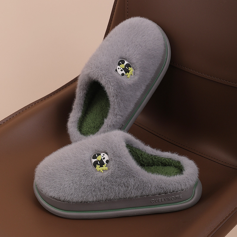 Pantofole in cotone per la casa da uomo inverno 2026 nuova casa calda per interni in peluche più pantofole in cotone con suola spessa in velluto per donna inverno