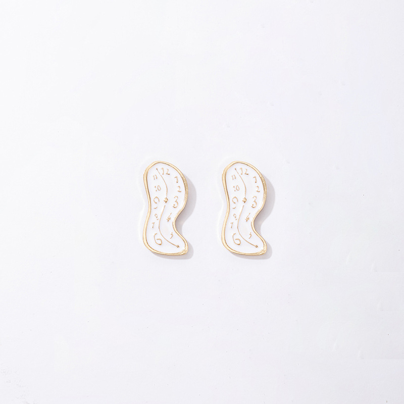 Fashion Simple Jewelry White Peanut Oil Drop Earrings Geometric Irregular Earrings display picture 6