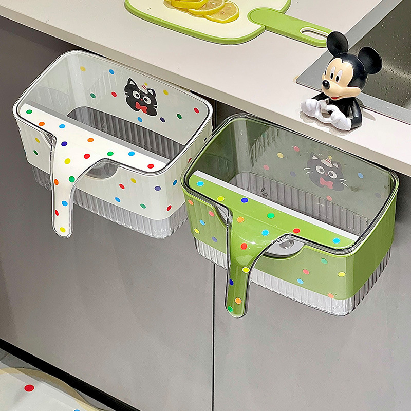 Kitchen Trash Can Wall-Mounted Household with Scraper Kitchen Table Hotel Cleaning Tools Cabinet Door Hanging Paper Basket