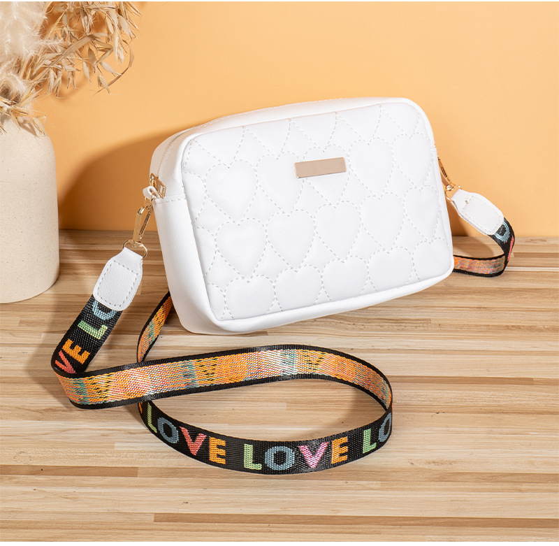Square Shape Medium Size Women's Medium Pu Leather Heart Shape Solid Color Basic Square Zipper Shoulder Bag Crossbody Bag Square Bag