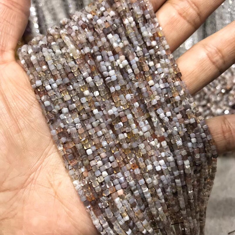 Natural Crystal Persian Bay Agate Sugar Cube Square Diamond Surface Loose Beads Hard Polished Faceted Semi-finished Jewelry A