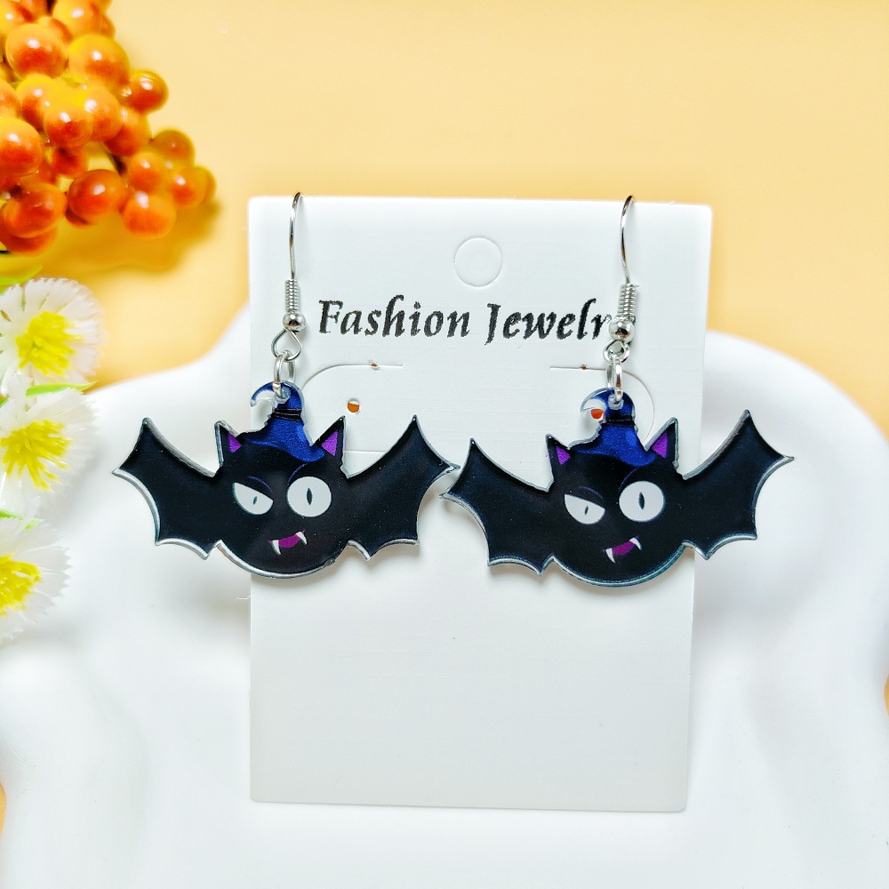 8g Weight 304 Stainless Steel Ear Needle Material Drop Earrings Classification 1 Pair Quantity Holiday, Daily Occasion Acrylic Material Halloween Festival Geometric, Pumpkin, Butterfly Pattern Women's Gender Casual, Simple Style Style 1 Pair Casual Simple Style Geometric Pumpkin Butterfly Arylic Drop Earrings 10