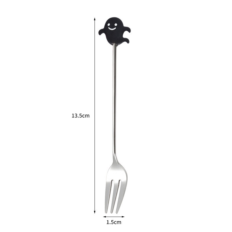 ステンレス鋼ハロウィーン食器セットフォークスプーンクリエイティブ漫画デザートスプーンコーヒー攪拌スプーンフルーツフォークデザートフォーク|undefined