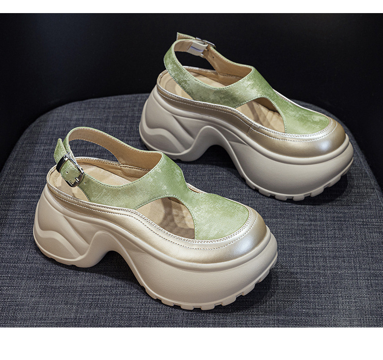 Sandal nữ đế dày mũi bít phong cách La Mã — M2897 xanh lá, M2897 bạc, M2897 màu mơ, M2897 màu da báo chi tiết 30