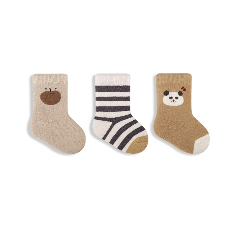 Calcetines de bebé Otoño e Invierno engrosados Terry cálido bebé recién nacido boca suelta sin hueso calcetines de algodón a media pierna