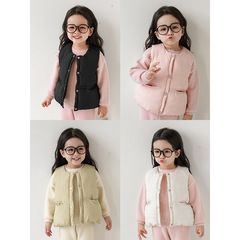 Qiu Duomeng girls' stylish warm cotton vest 2024 winter new style children's all-match casual vest baby coat thick