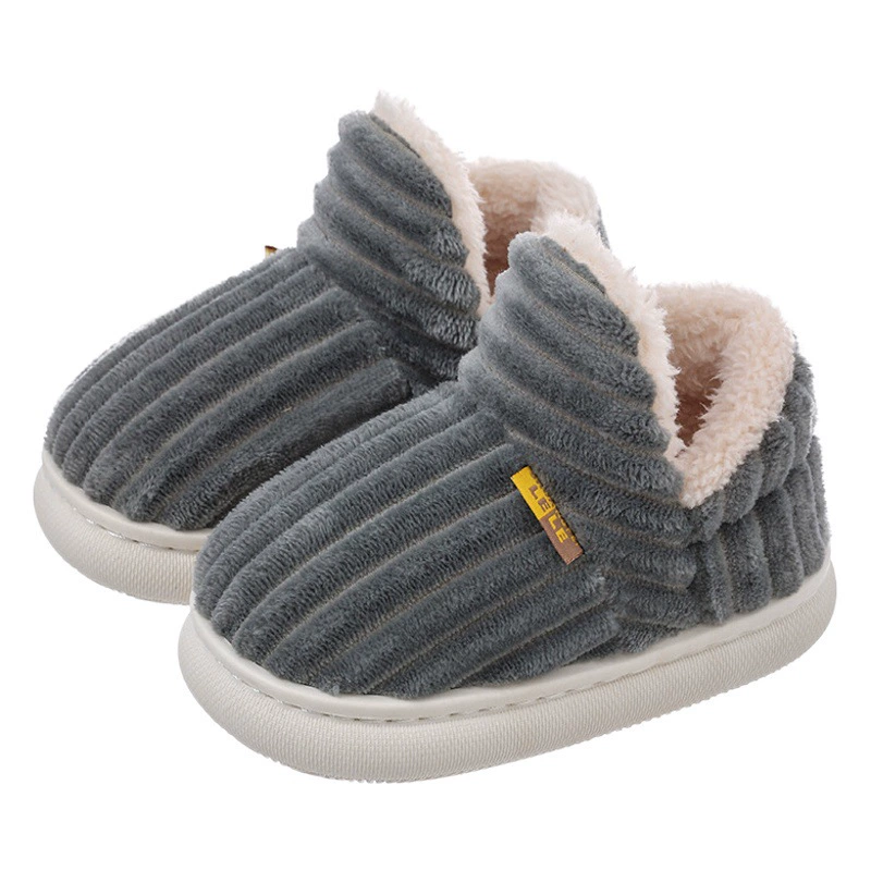 Зимняя детская сумка, хлопковые тапочки на каблуке, Нескользящие теплые пушистые тапочки для родителей и детей на флисовой подкладке, домашние детские хлопковые тапочки