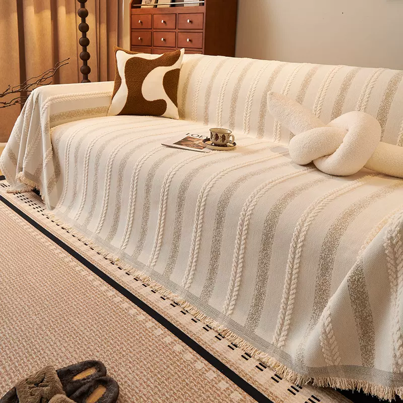 轻奢风现代简约冬季加厚沙发盖布高级感一片式防滑防猫抓沙发巾