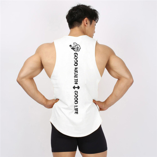 Summer Sports Fitness Printed Tank Top Quick-Dry Muscle Men's Training Sweat-Wicking Breathable Crew Neck Sleeveless Jacket New Arrival