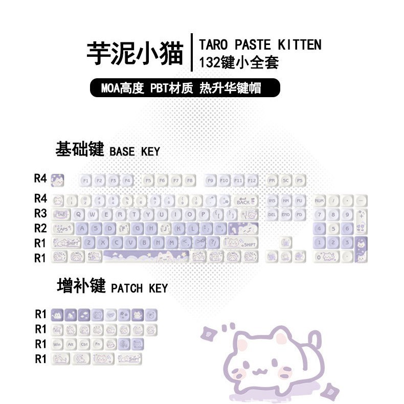 タロイモ子猫モアキーキャップ昇華 pbt 適応磁気軸ウーティングキーボードキーキャップクロスボーダーホットスタイル卸売|undefined