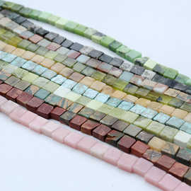 3*6mm中孔正方形方块 石头串条散珠 寿山石毕加索diy复古材料配件