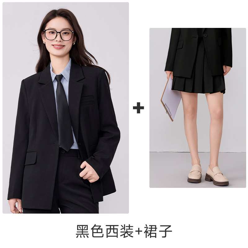 黑色西装外套大学生面试正装收腰女士西服职业轻职场通勤套装9801|undefined