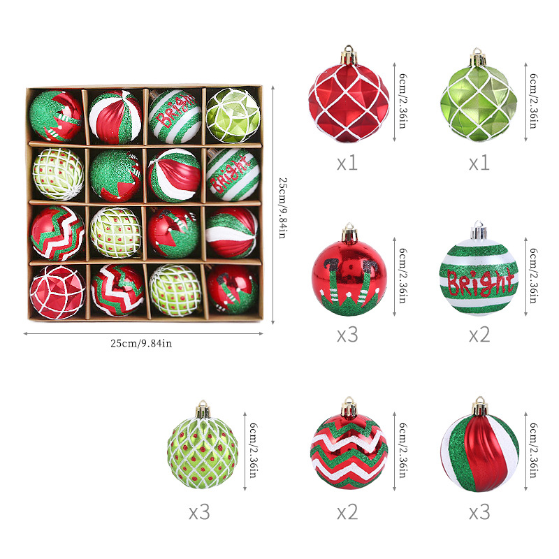 Decoración de Navidad pintada bola de Navidad set 6CM bola de plástico decoración de ventana colgante árbol de Navidad