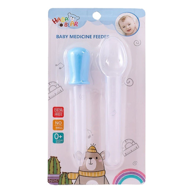 English-Language Packaging Baby Medicine Feeding Spoon, Two-Piece Set for Babies Taking Medicine, Children's Dropper-Style Combination Set