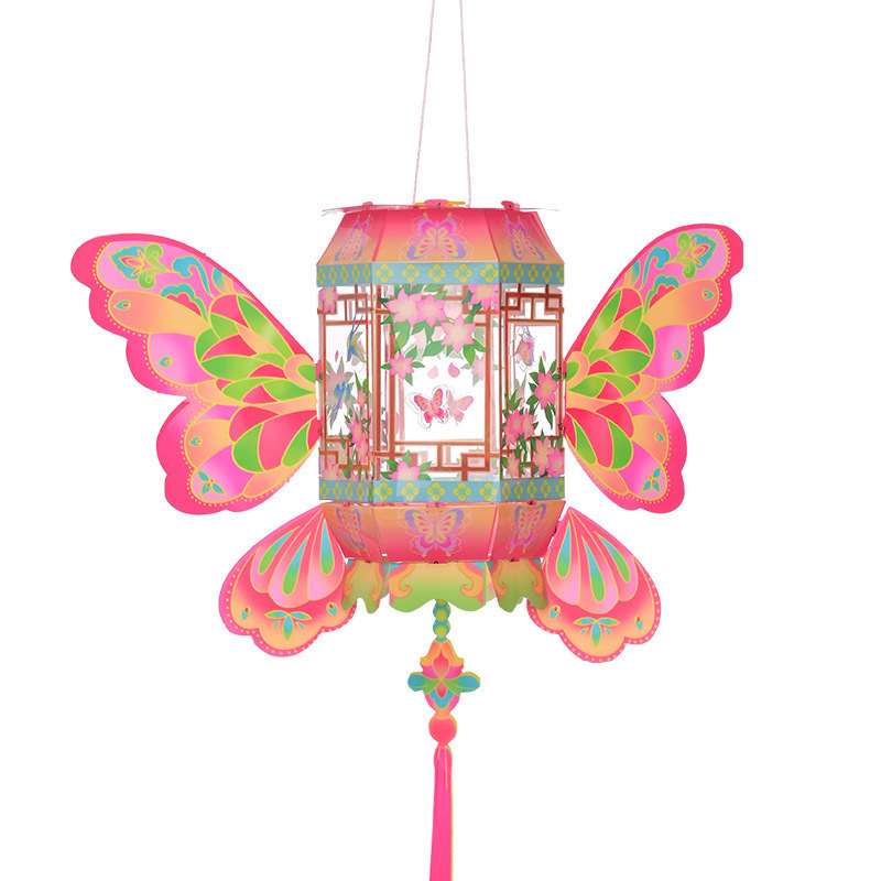 中秋节蝴蝶灯笼古风灯笼儿童手工diy材料包手提发光花灯宫灯摆摊|undefined
