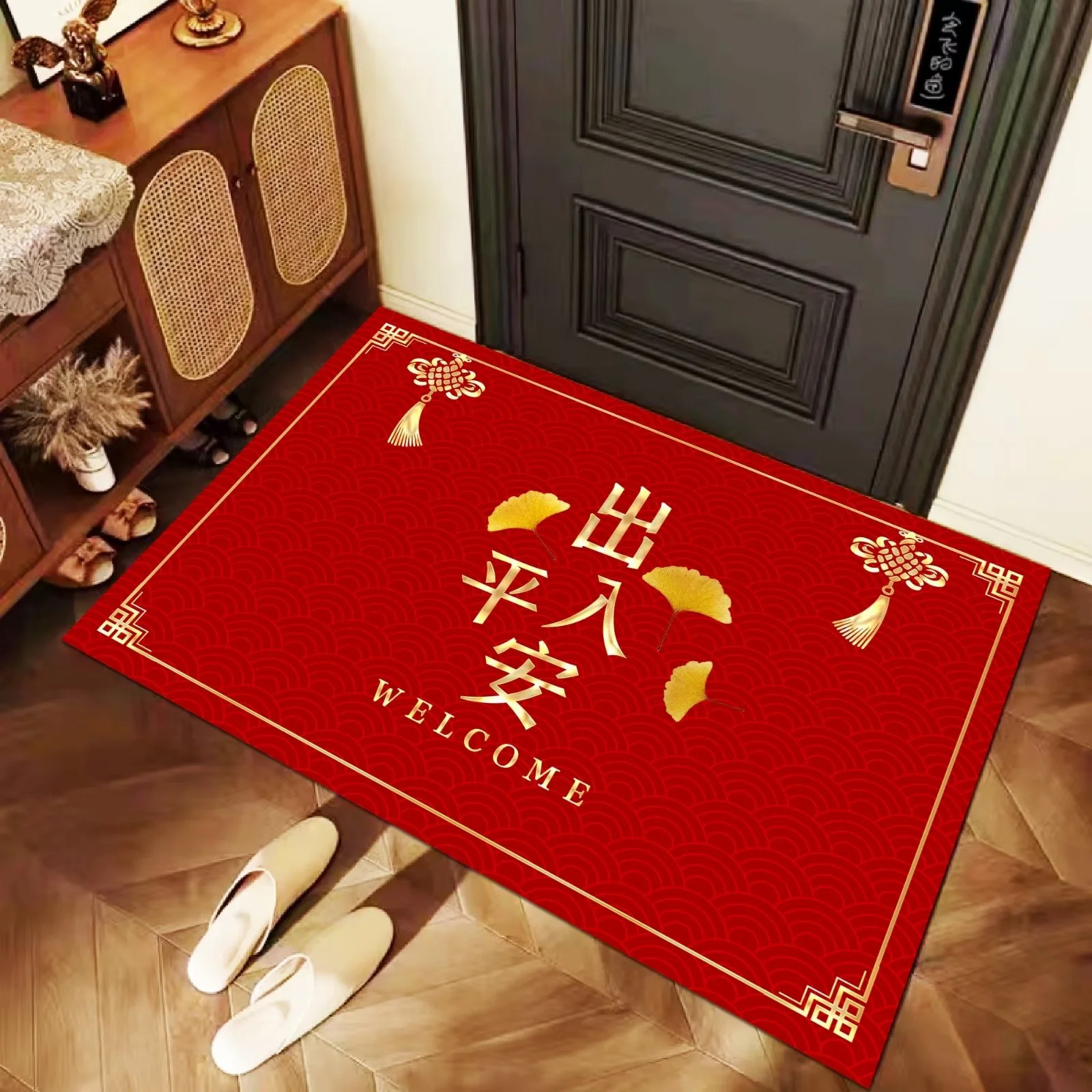 現代簡約天津入戶地毯進門吸水防滑紅色硅藻泥地墊腳墊入戶門腳墊