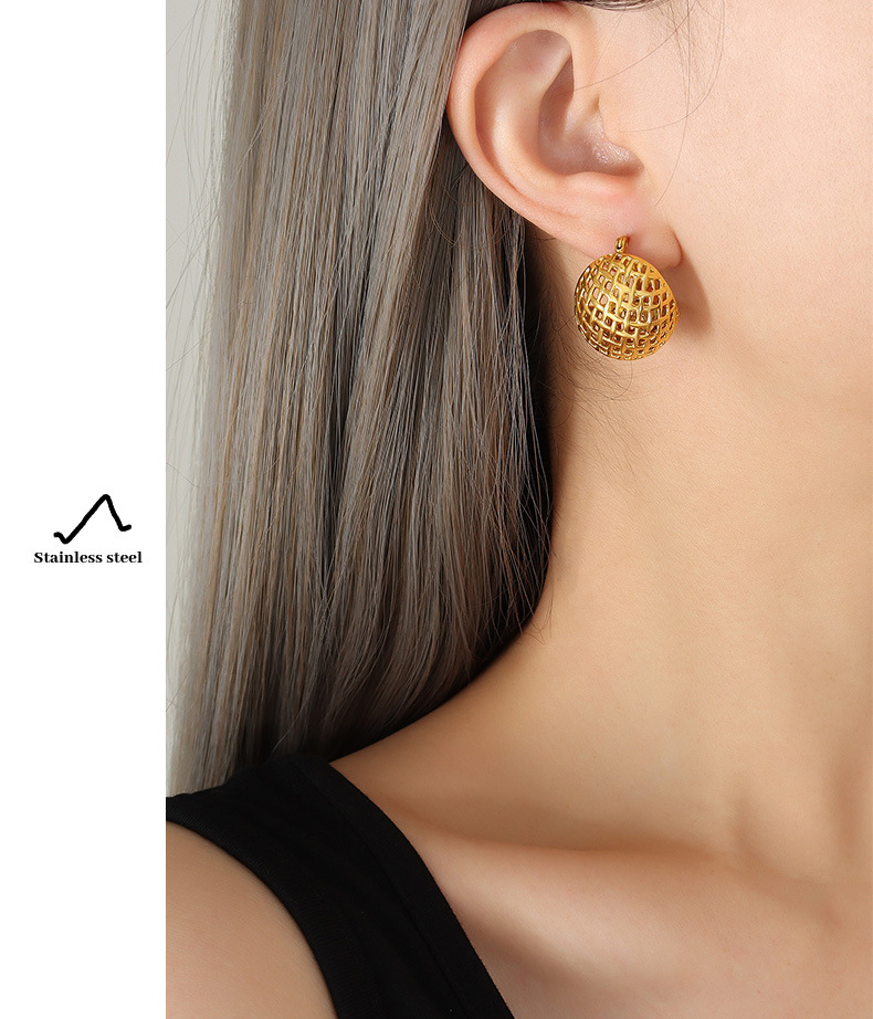 Earrings Classification Daily Occasion Fashion Grid Plating 304 Stainless Steel 18K Gold Plated Earrings