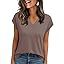 2026 Women Summer Casual V Neck Cap Sleeve Basic Tops_ecoleips.com