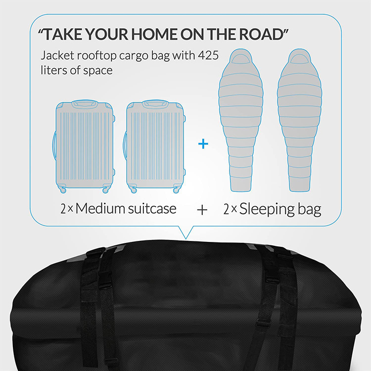 Cross-border bestseller: Thickened 600D Oxford cloth car roof luggage bag, waterproof and sun-resistant car roof bag