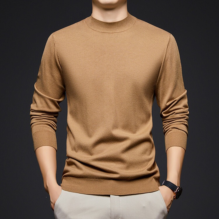 Half-Turtleneck Wool Sweater, New Autumn and Winter Style for Men, Fine-Spun Solid Color Sweater, Casual Skin-Friendly Warm Knit Base Layer Half-Turtleneck Wool Sweater, New Autumn and Winter Style for Men, Fine-Spun Solid Color Sweater, Casual Skin-Friendly Warm Knit Base Layer