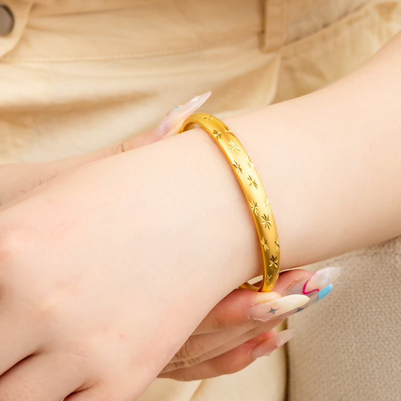 Pulsera de oro de arena antigua de alta calidad, tienda de oro, el mismo párrafo, imitación de joyas de oro de 24k, pulsera abierta gypsophila, pulsera femenina