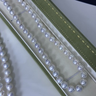 9-10mm freshwater pearl Edison round leather flare bright white chain sterling silver ingot buckle Zhuji pearl wholesale