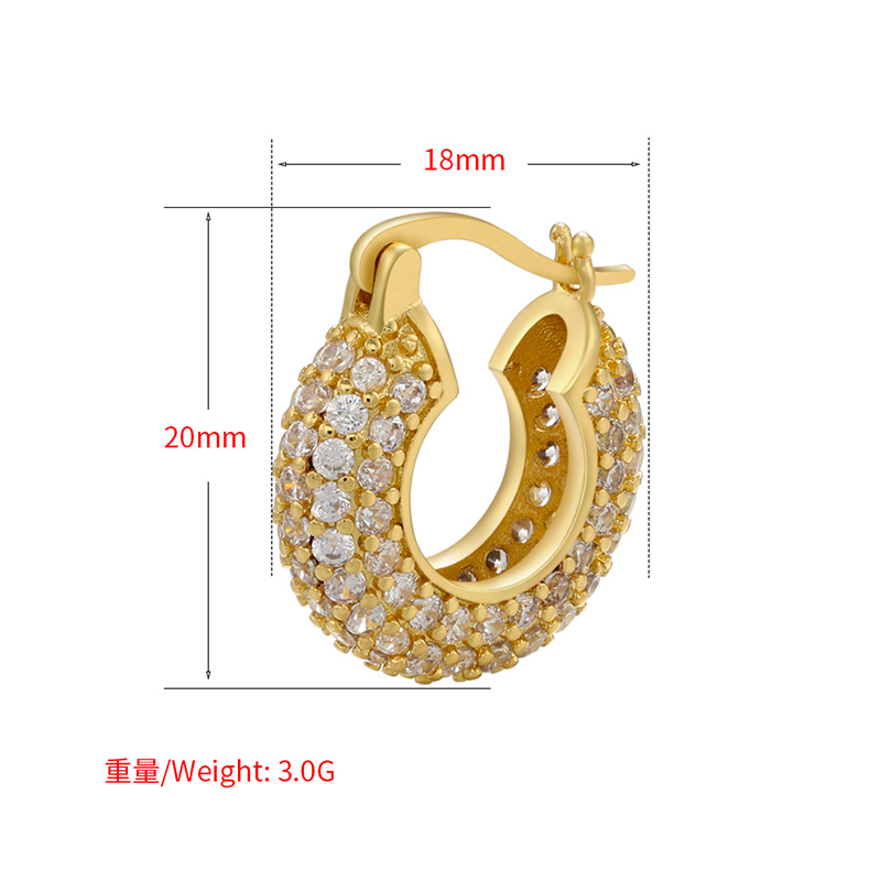 new copper 18K gold-plated U-shaped zircon earrings