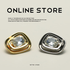 MOSN 小香歐美風金屬寶石鑽紐扣雙面尼皮草大衣外套毛衣西裝扣子