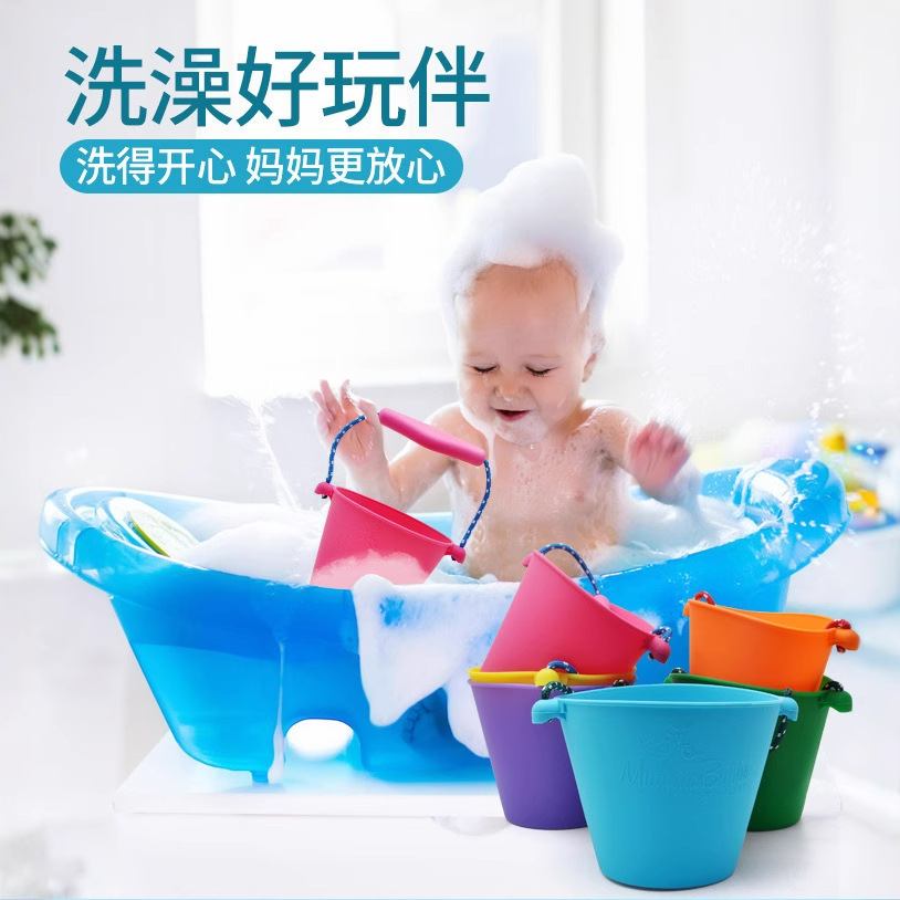 Cubo plegable portátil, cubo de silicona multifuncional, juguetes de agua multicolor para la playa, para bañarse, juguetes de agua para niños, para exteriores