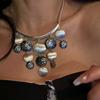 Retro ethnic silver matte pendant, necklace, chain for key bag , accessories, ethnic style