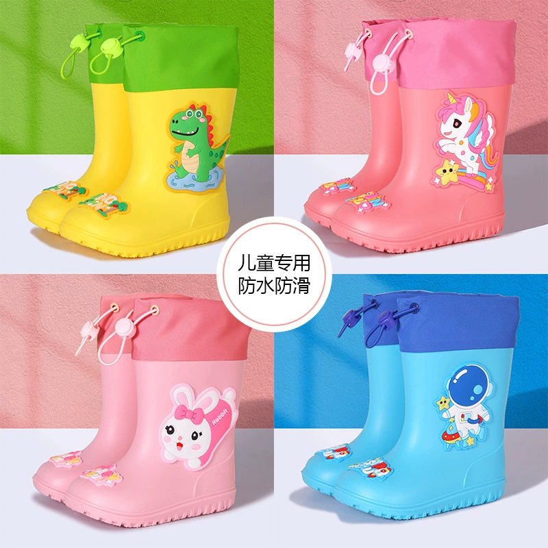 2024 новые детские дождевые сапоги плюс бархат съемный мальчик нескользящие водонепроницаемые детские дождевые сапоги дети водная обувь 6-12 лет