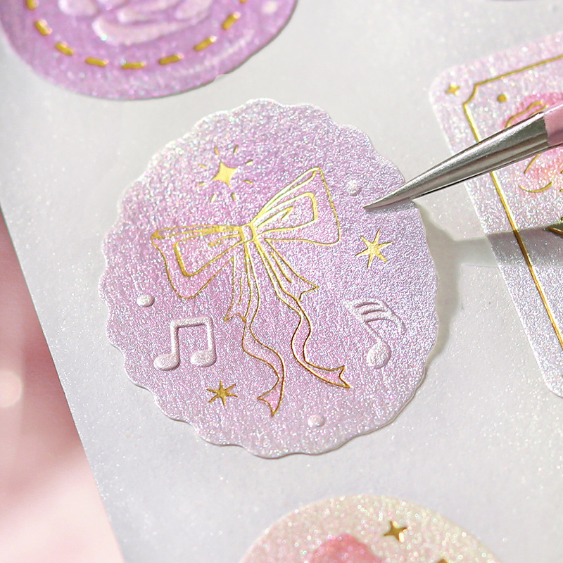 Liyan Society Relieve Hot Bronceado Sellado Pegatinas West Bund Cartas de flores literarias Pegatinas planas Cuentas de mano Pegatinas decorativas de sobres