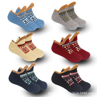 New Home Floor Socks slipper socks Winter Foot Dispensing fleece-lined Warm Non-slip Sleep Socks