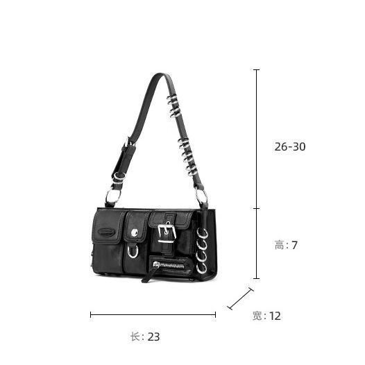 Diseño de nicho oscuro, dulce, genial, spicy Girl estilo bolso axila 2024 nueva moda, 100% bolso de moto de varios bolsillos