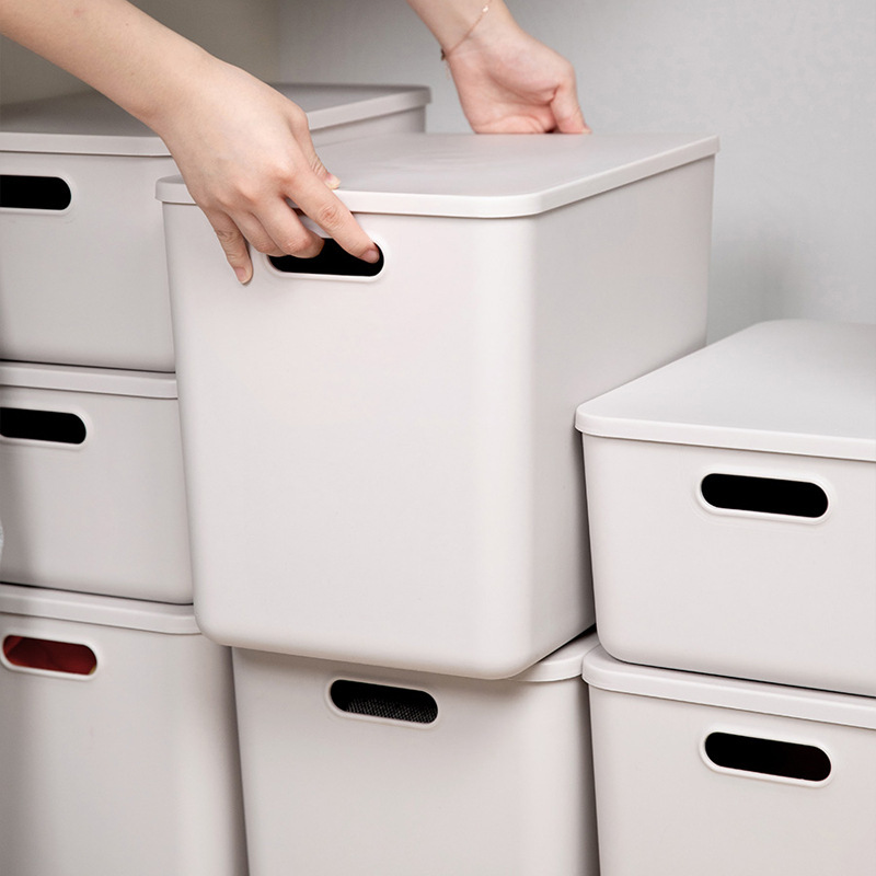 Sundries Storage Basket Japanese Style Thickened Plastic Storage Box Snacks Dormitory Desktop Cosmetics Storage Box with Lid