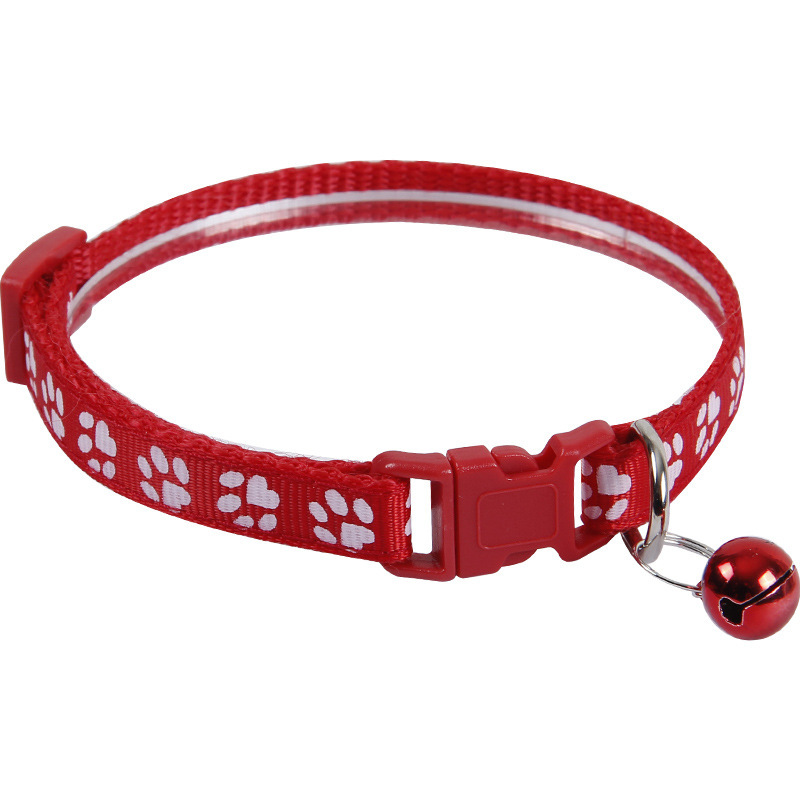 Collar de gatos huellas de pies collar de campana ajustable pegatinas de impresión collar de perros artículos de mascotas al por mayor