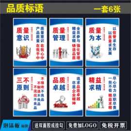 质量宣传标语 5S6S管理标识牌公司海报展板挂图 车间品质KT板贴纸