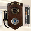 Antique wooden old-fashioned rotating retro wireless telephone